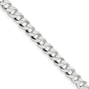 Men's 5.75mm Sterling Silver Solid Flat Curb Chain Necklace, 16 Inch